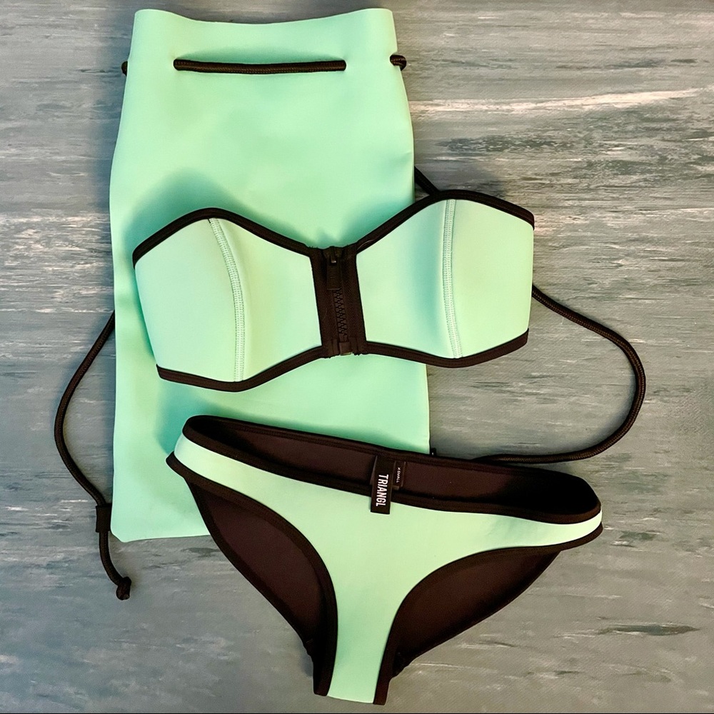 Trangl bandeau bikini set in mint